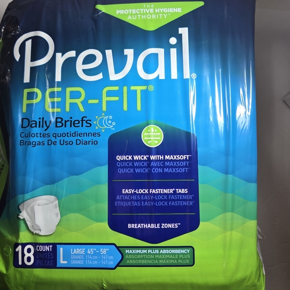 PREVAIL PER-FIT Daily Briefs Size Large 45"-58"  18 count - Picture 1 of 5